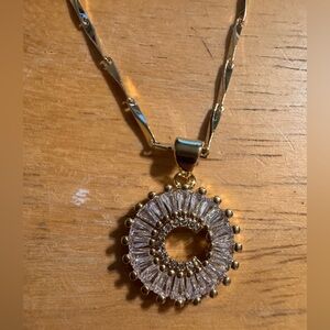 Gold Tone Crystal Rhinestone Initial “C” Necklace